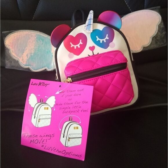 Betsey Johnson Wonderland UniPanda Winged Mini Backpack - Picture 1 of 2